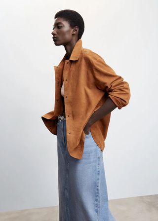 Mango + Suede Leather Shirt