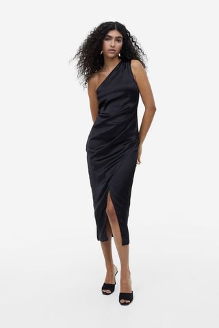 H&M + One-Shoulder Satin Dress