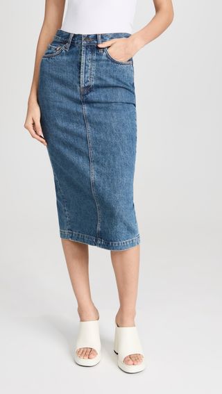 Wardrobe.NYC + Denim Midi Skirt