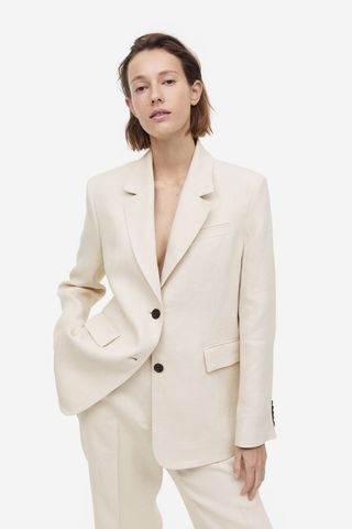 H&M + Single-Breasted Linen Blazer