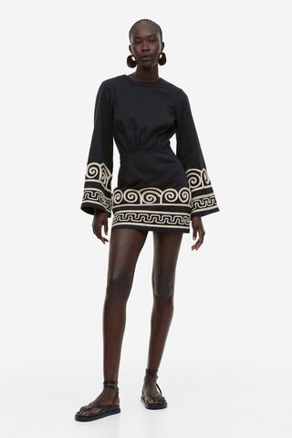 H&M + Embroidered Lyocell-Blend Dress