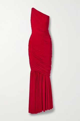 Norma Kamali + Diana One-Shoulder Ruched Stretch-Jersey Gown