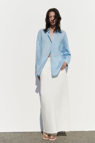 Zara + Long Length Denim Skirt