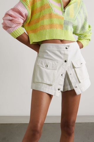 Staud + Tamara Layered Cotton-Twill Shorts