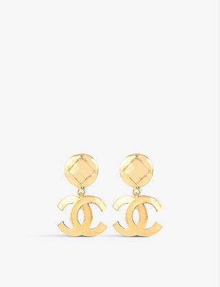 Susan Caplan Vintage + Pre-Loved Chanel Yellow Gold-Plated Earrings