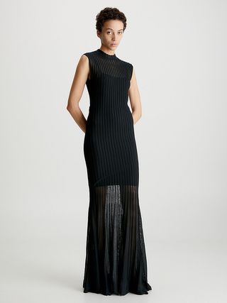 Calvin Klein + Sheer Ottoman Dress