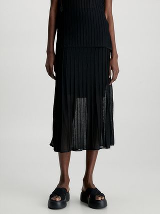 Calvin Klein + Sheer Ottoman Layered Skirt