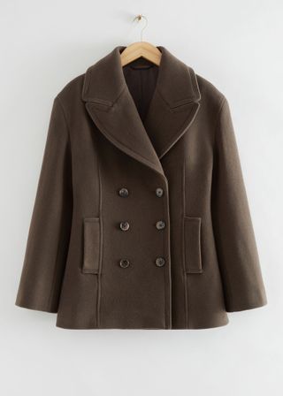 & Other Stories + Double-Breasted Italian Wool Pea Coat