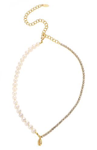 Ettika + Freshwater Pearl & Crystal Shell Necklace