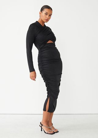 & Other Stories + Fitted Ruched Crossover Dress