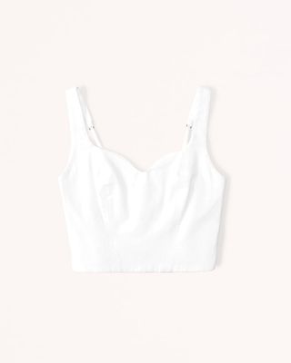 Abercrombie + Linen-Blend Notch-Neck Set Top