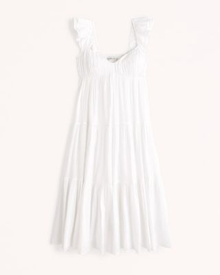 Abercrombie + Ruffle Flutter Sleeve Sheer Maxi Dress