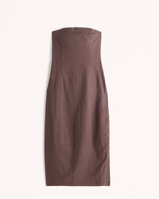 Abercrombie + Strapless Linen-Blend Midi Dress