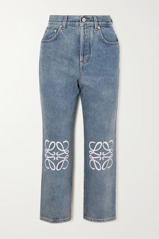 Loewe + Appliquéd Cropped High-Rise Straight-Leg Jeans