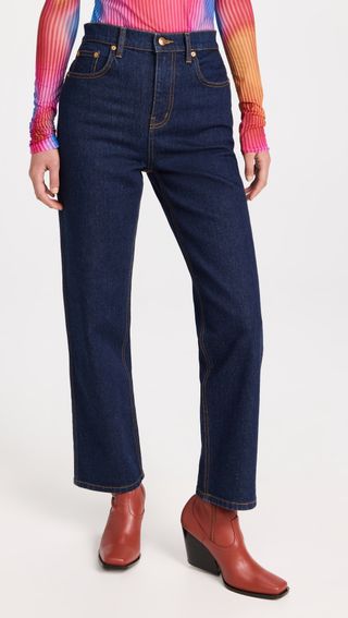 Tory Burch + High-Rise Straight Jeans