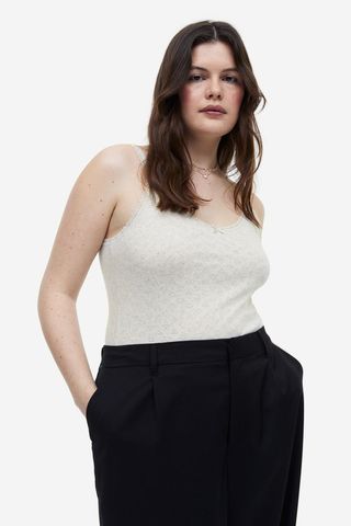 H&M + Lace-Trimmed Pointelle Tank Top