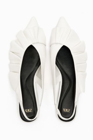 Zara + Ruffled Leather Flat Slingbacks