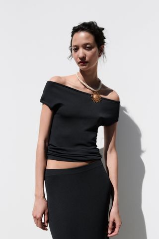 Zara + Fluid Neckline Knit Top