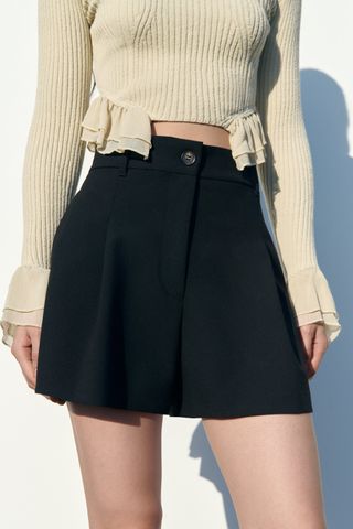 Zara + High-Waisted Pleated Shorts