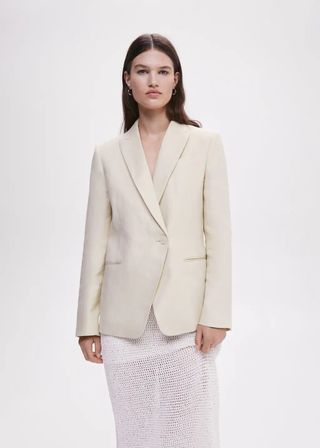 Mango + Linen Button Blazer