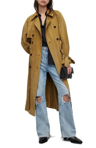 Allsaints + Kikki Relaxed Fit Double Breasted Trench Coat