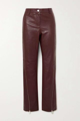 Remain Birger Christensen + Perne Zip-Embellished Leather Straight-Leg Pants