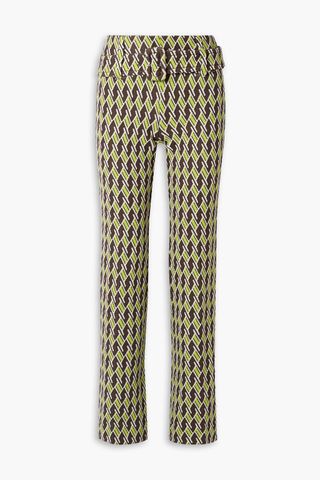 Prada + Belted Jacquard-Knit Straight-Leg Pants