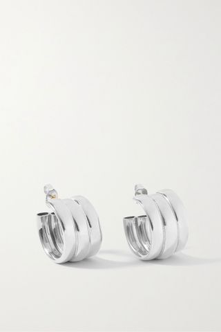 Laura Lombardi + Mini Grazia Recycled Platinum-Plated Hoop Earrings
