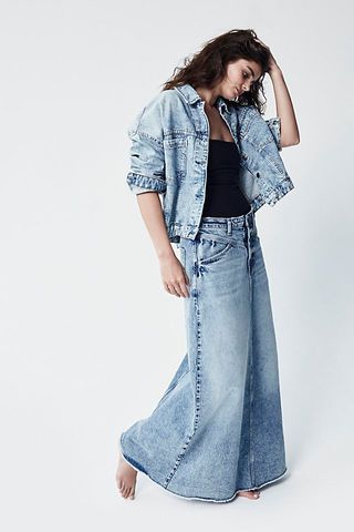 Free People + Come as You Are Denim Maxi Skirt