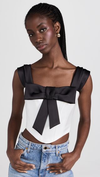Rozie Corsets + Bow-Embellished Satin Corset Top