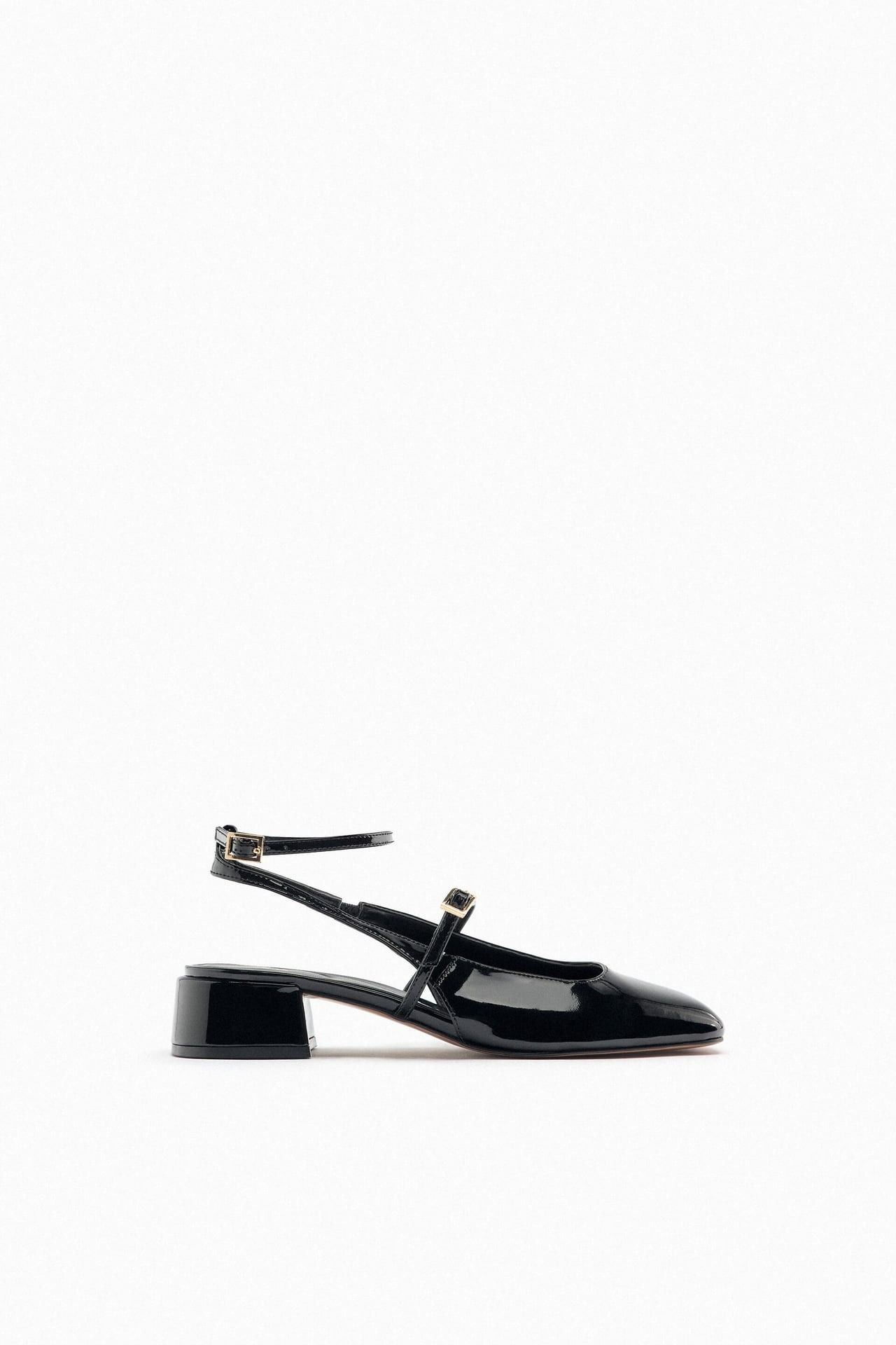 Zara + Block Heel Slingback Shoes