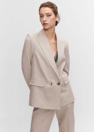 Mango + 100% Linen Suit Blazer