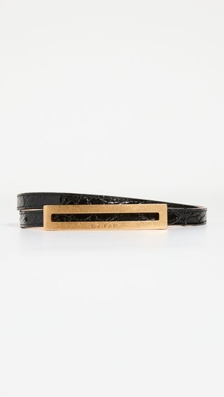 BY FAR + Ling Black Circular Croco Embossed Leather Belt
