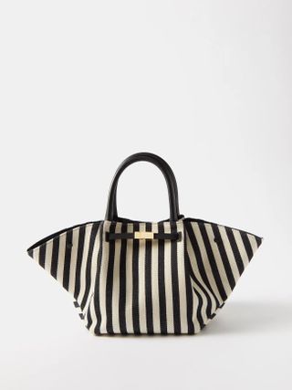 Demellier + New York Medium Striped Canvas Shoulder Bag