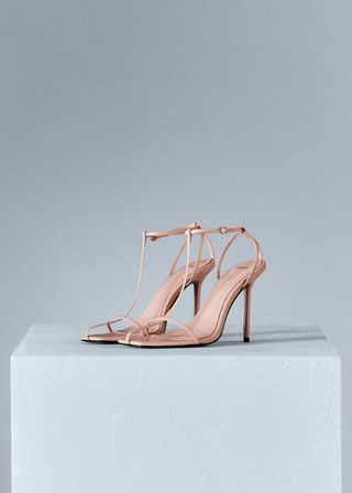 Mango + Straps Heel Leather Sandals