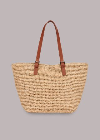 Whistles + Teya Buckle Handle Straw Tote