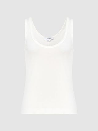 Reiss + White Violet Scoop Neck Ribbed Jersey Vest Top