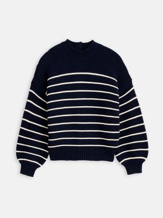 Alex Mill + Button-Back Crewneck Sweater in Stripe