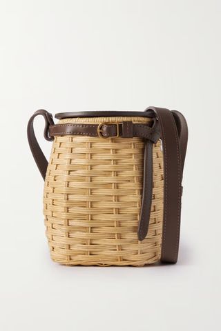 Zimmermann + Leather-Trimmed Wicker Shoulder Bag