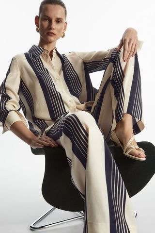 COS + Oversized Striped Satin Shirt