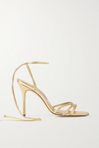 Manolo Blahnik + Leva 105 Metallic Leather Sandals