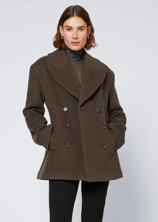& Other Stories + Double-Breasted Italian Wool Pea Coat