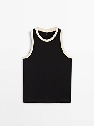 Massimo Dutti + Sleeveless Contrast T-Shirt