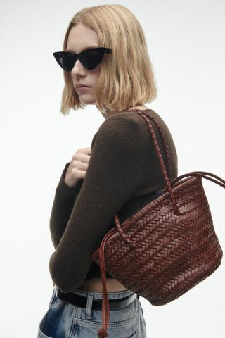 Zara + Braided Leather Bag
