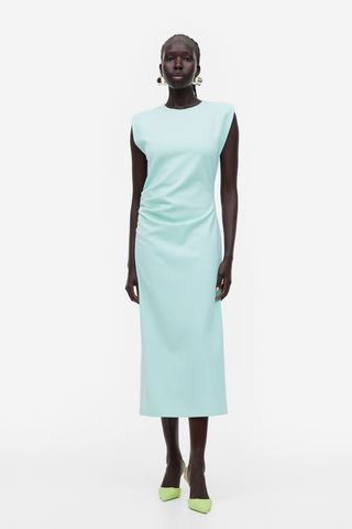 H&M + Draped Dress With Shoulder-Pads