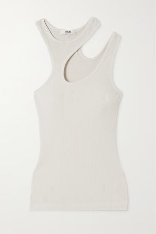 Agolde + Athena Cutout Ribbed Stretch Cotton and Lyocell-Blend Tank
