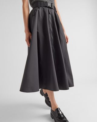 Prada + Technical Fabric Midi-Skirt