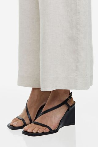 H&M + Wedge-Heeled Leather Sandals