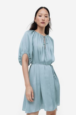 H&M + Tie-Detail Satin Dress