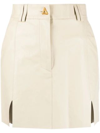 Aeron + Neutral Pinto Leather Mini Skirt